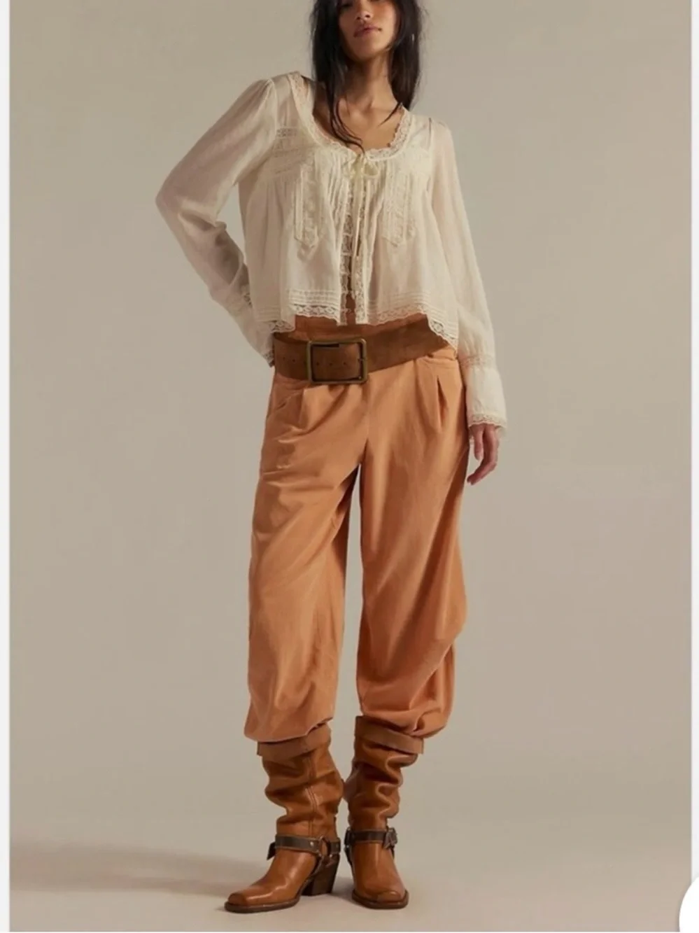Free people Nice Cord Choice Jeans Barrel Pull On Oversized NWT - Picture 1 of 9